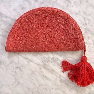 Roller Rabbit Romia Woven Raffia Half Moon Clutch